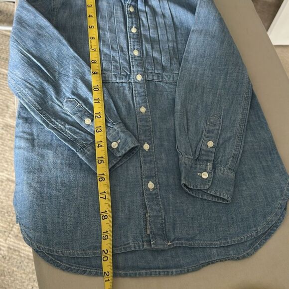 Polo Ralph Lauren Blue Girls Shirt Chambray Ruffled Denim Button Down Size 6 - Picture 5 of 8